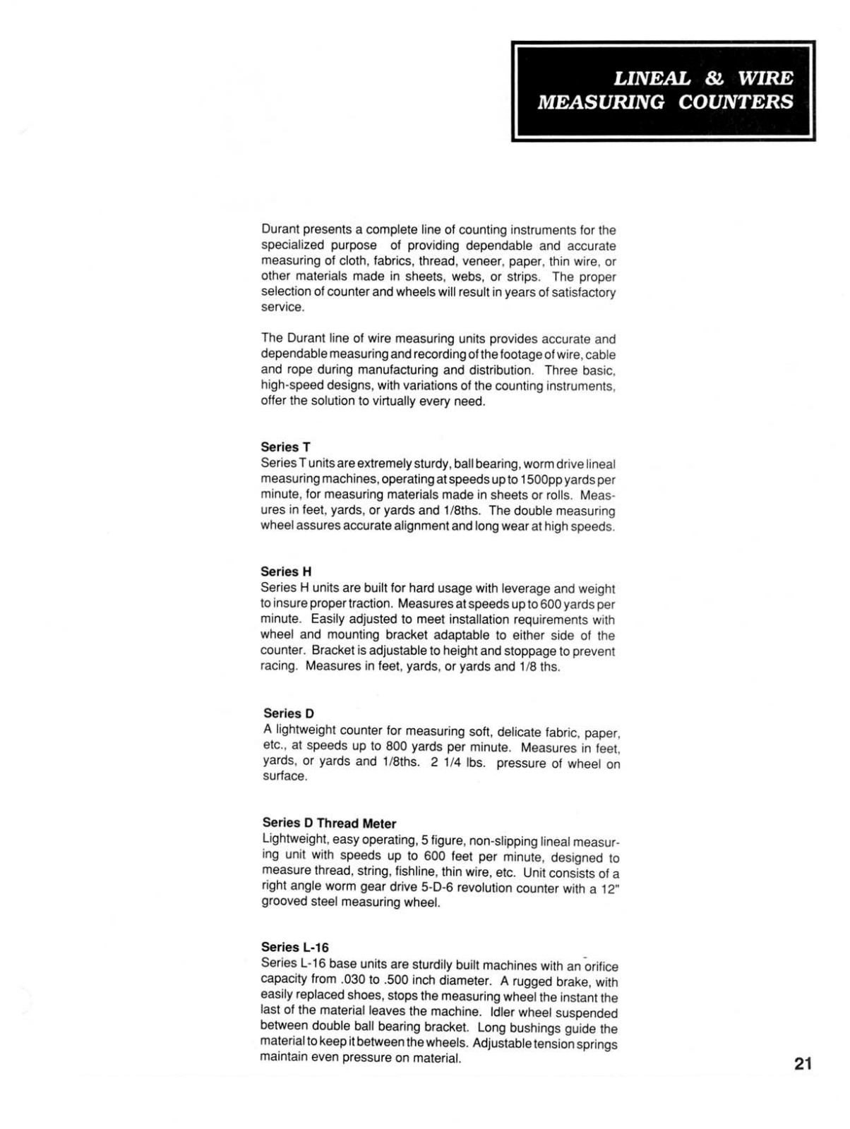 Durant-Eaton Measuring Counters Catalog Page