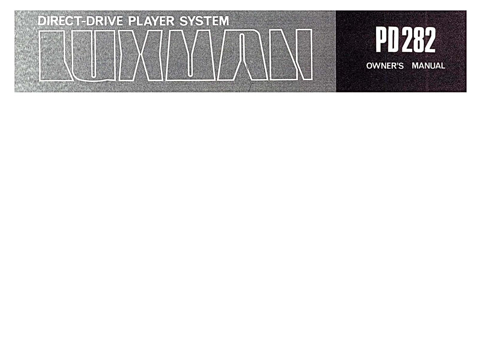 Luxman PD-282 Owners Manual