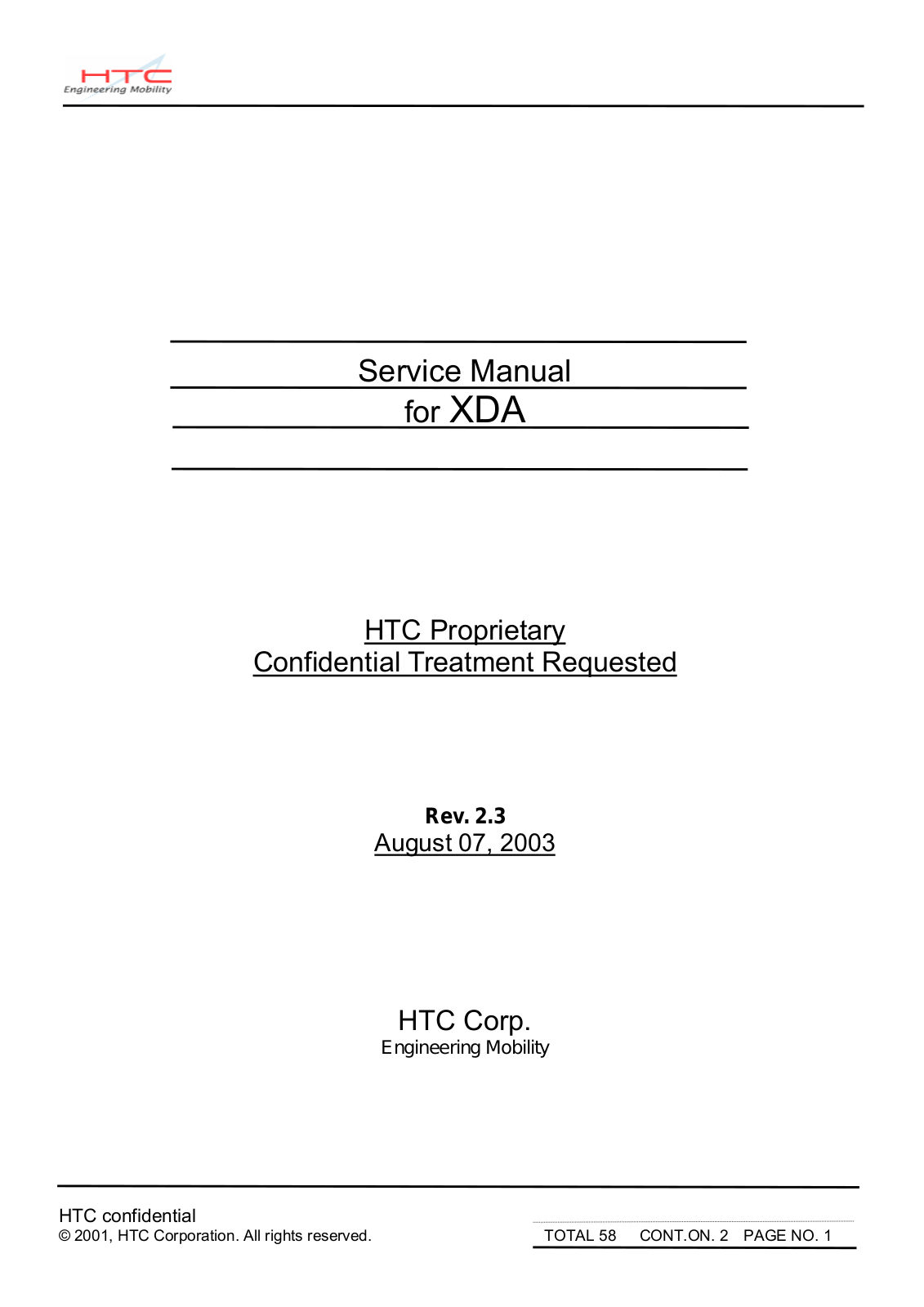 HTC XDA Service manual