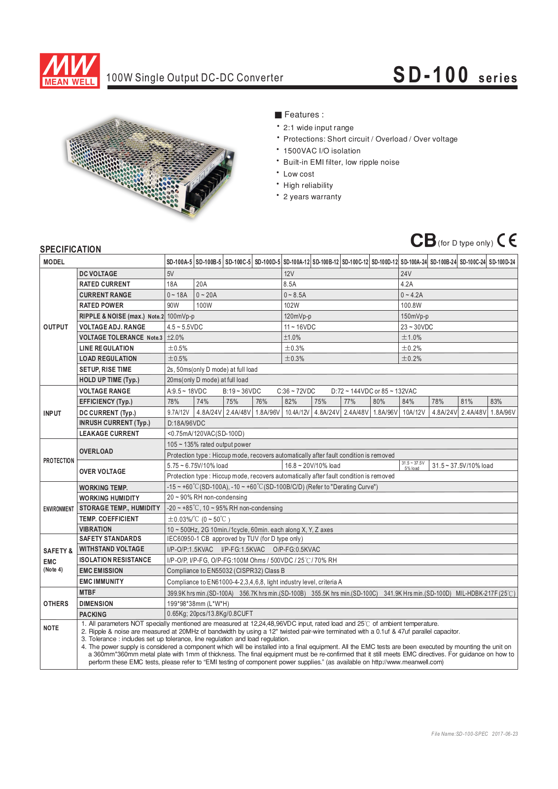 Datasheet SD-100D-24 Specification - ManualMachine.com