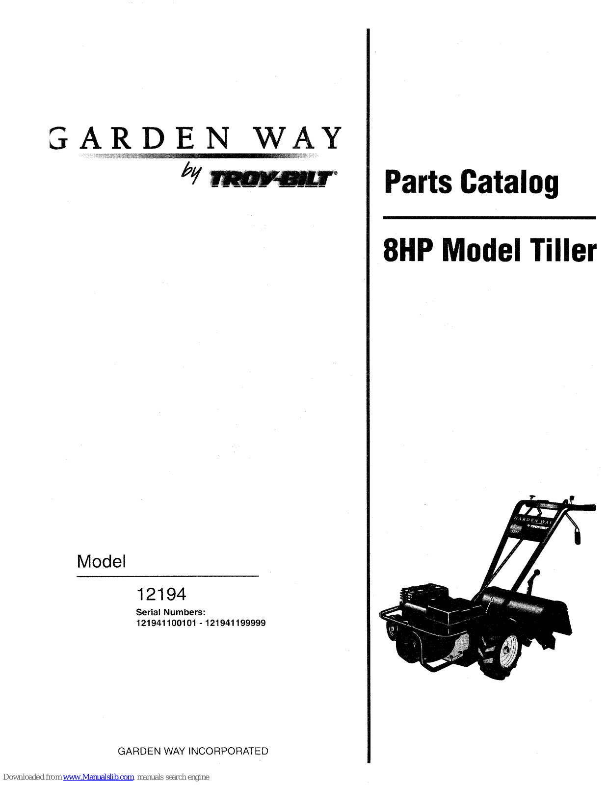 Troy-Bilt Garden Way 12194 Parts Manual