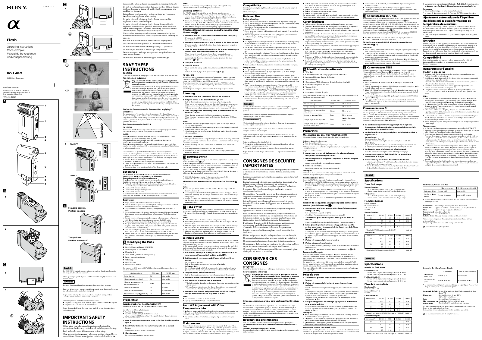 Sony HVL-F20AM User Manual