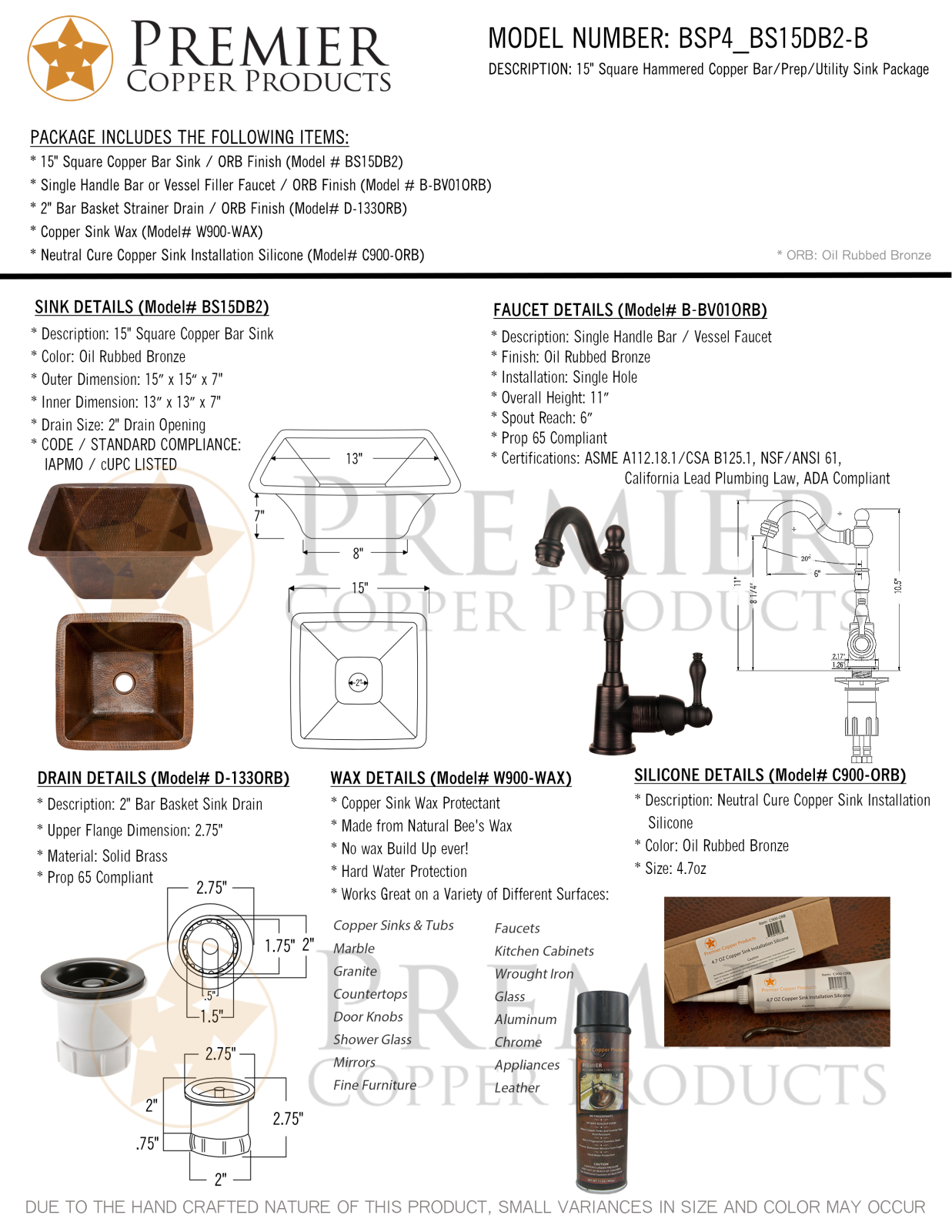 Premier Copper Products IER1793 Specifications - ManualMachine.com