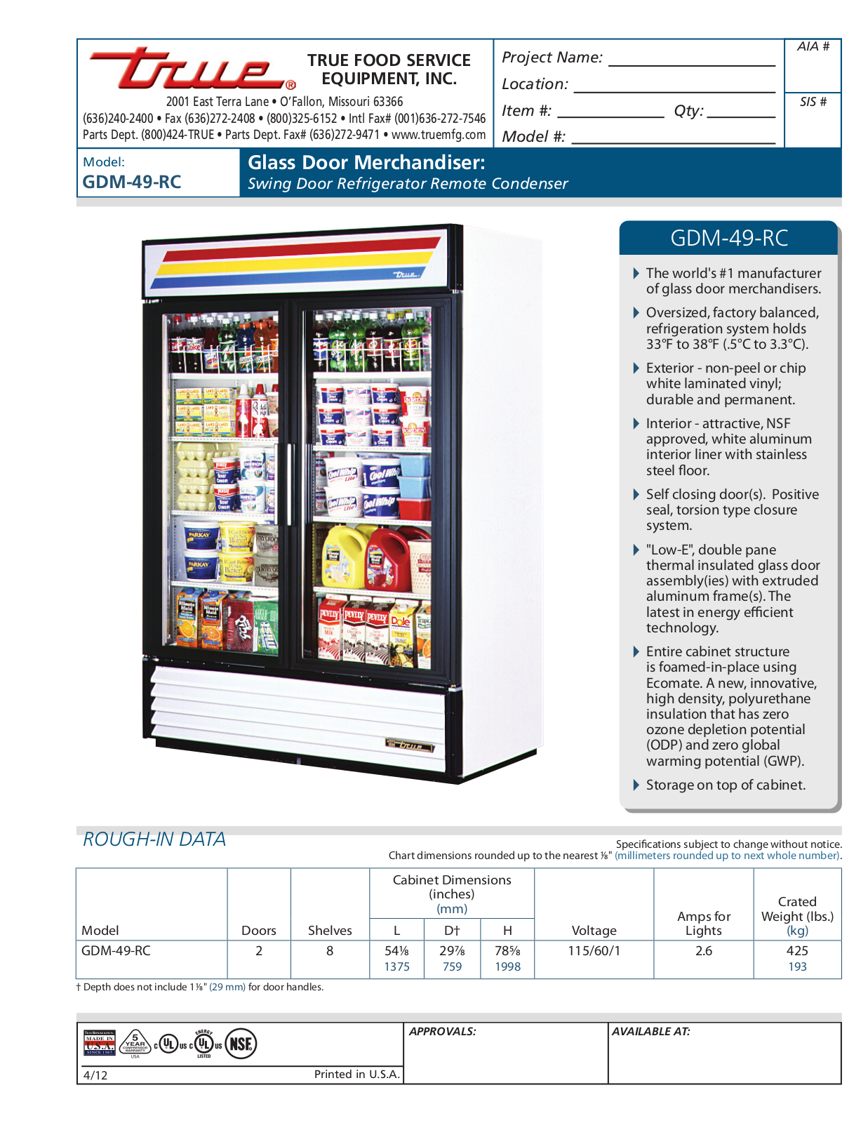 True GDM-49-RC User Manual