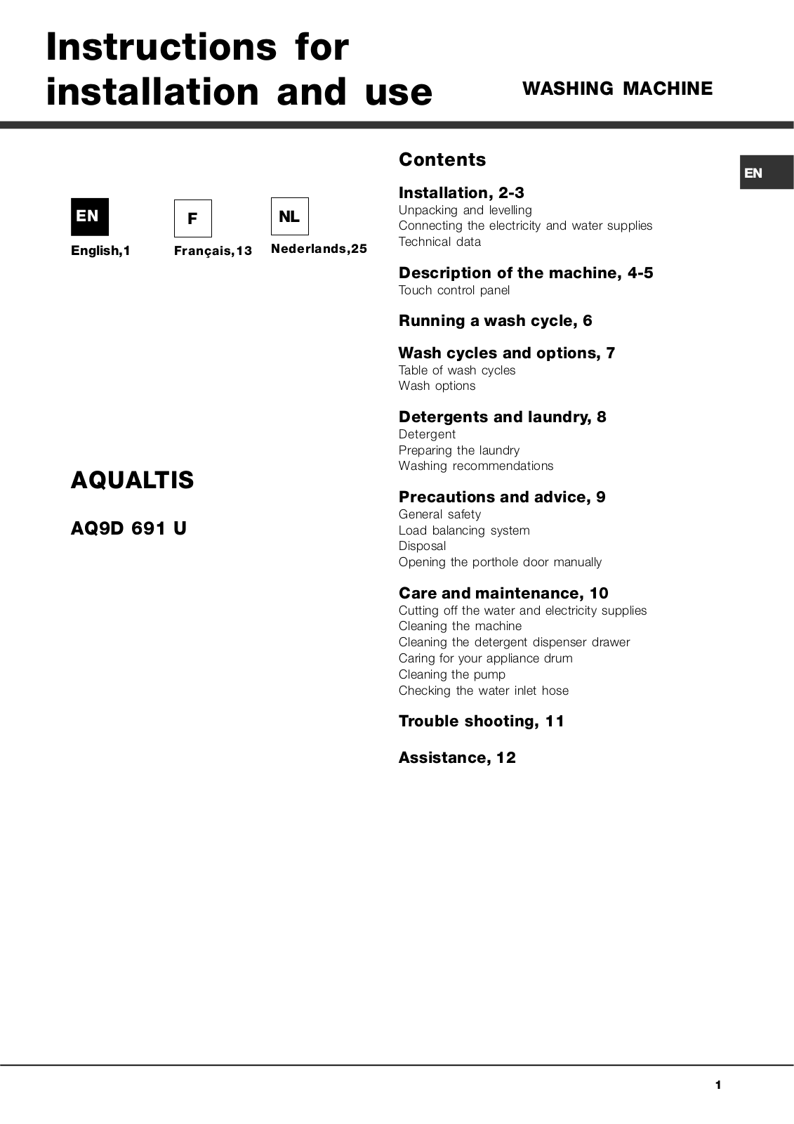 Hotpoint AQ9D 691 U User Manual