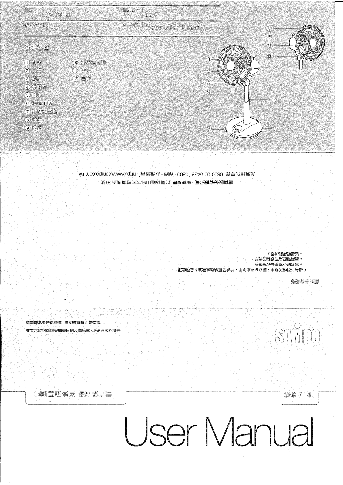 SAMPO SKB-P141 User Manual