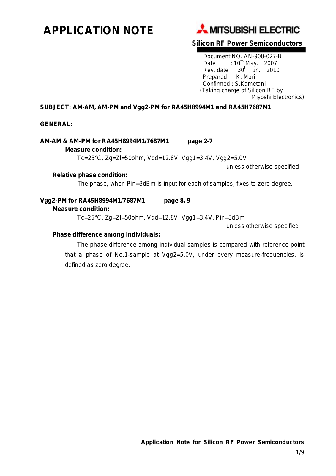 MITSUBISHI AN-900-027-B User Manual