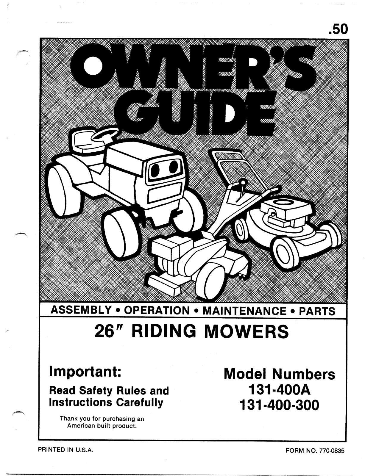 MTD 131-400A, 131-400-300 User Manual