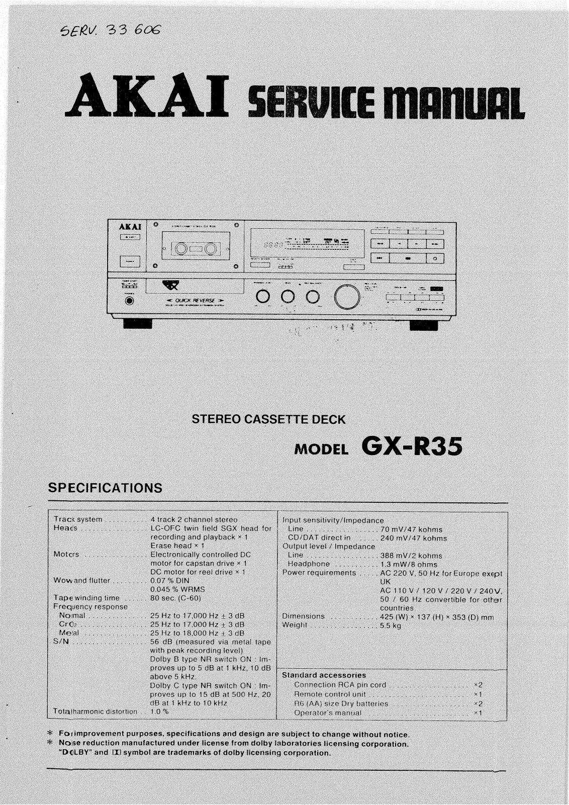 Akai GXR-35 Service manual