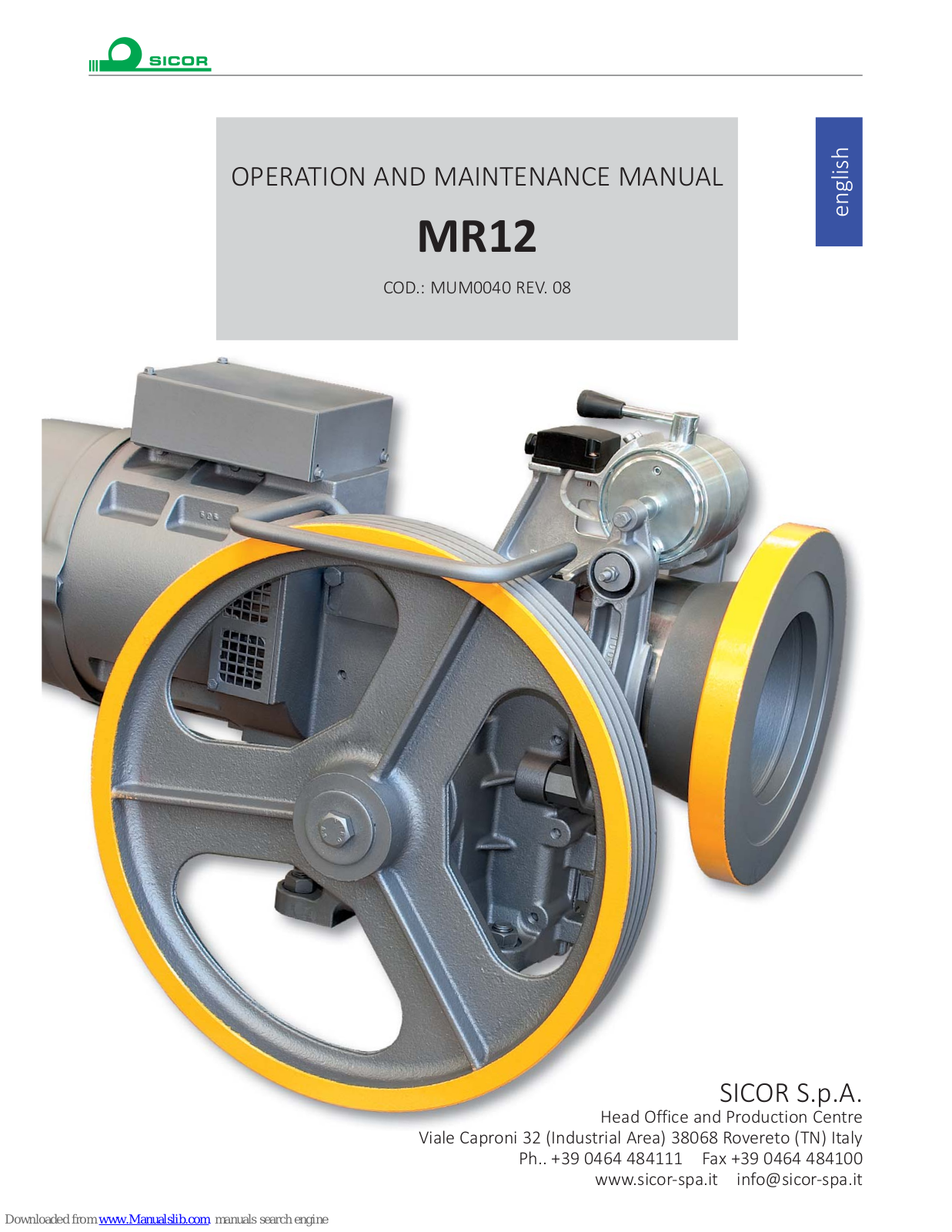 Sicor MR12 Operation And Maintenance Manual