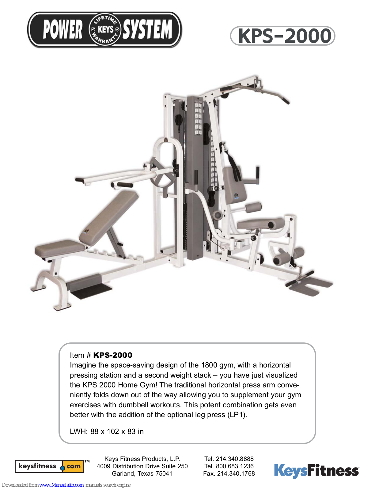 Keys Fitness Power System KPS-2000 Specifications