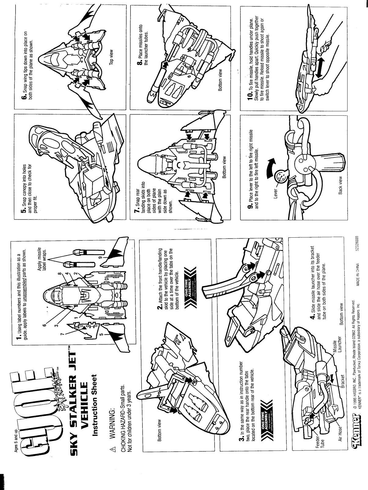 HASBRO GIJoe Sky Stalker Jet Vehicle User Manual