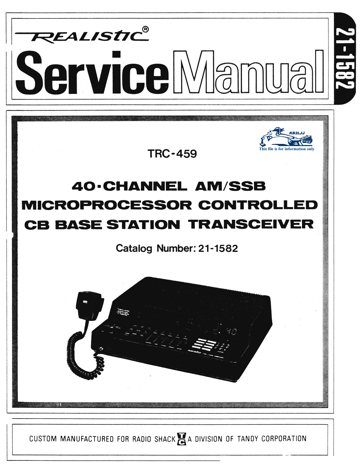 Realistic   RadioShack TRC-459 Service Manual