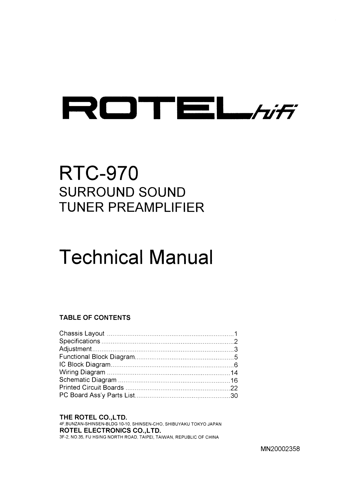 Rotel RTC-970 Service manual