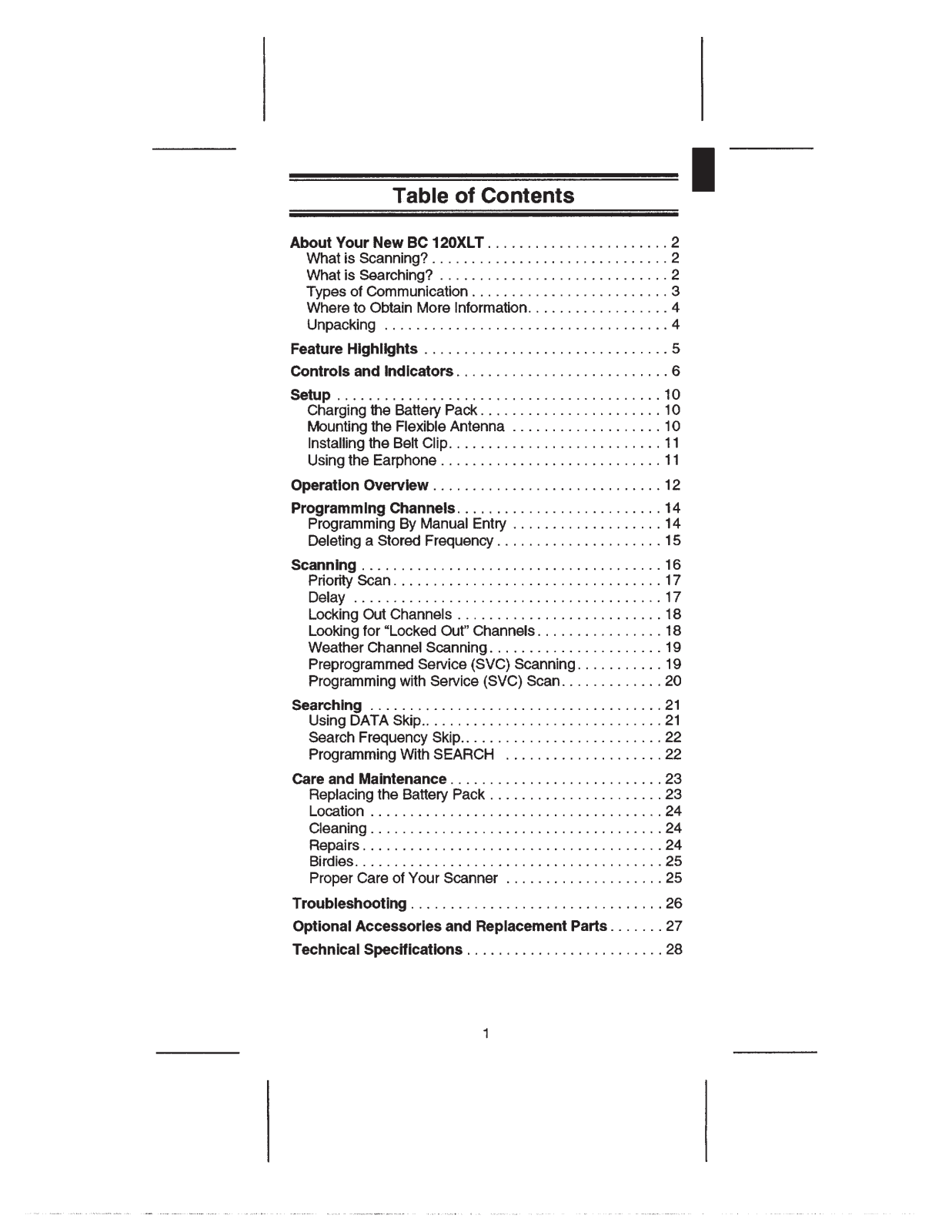 Uniden BC120XL User Guide