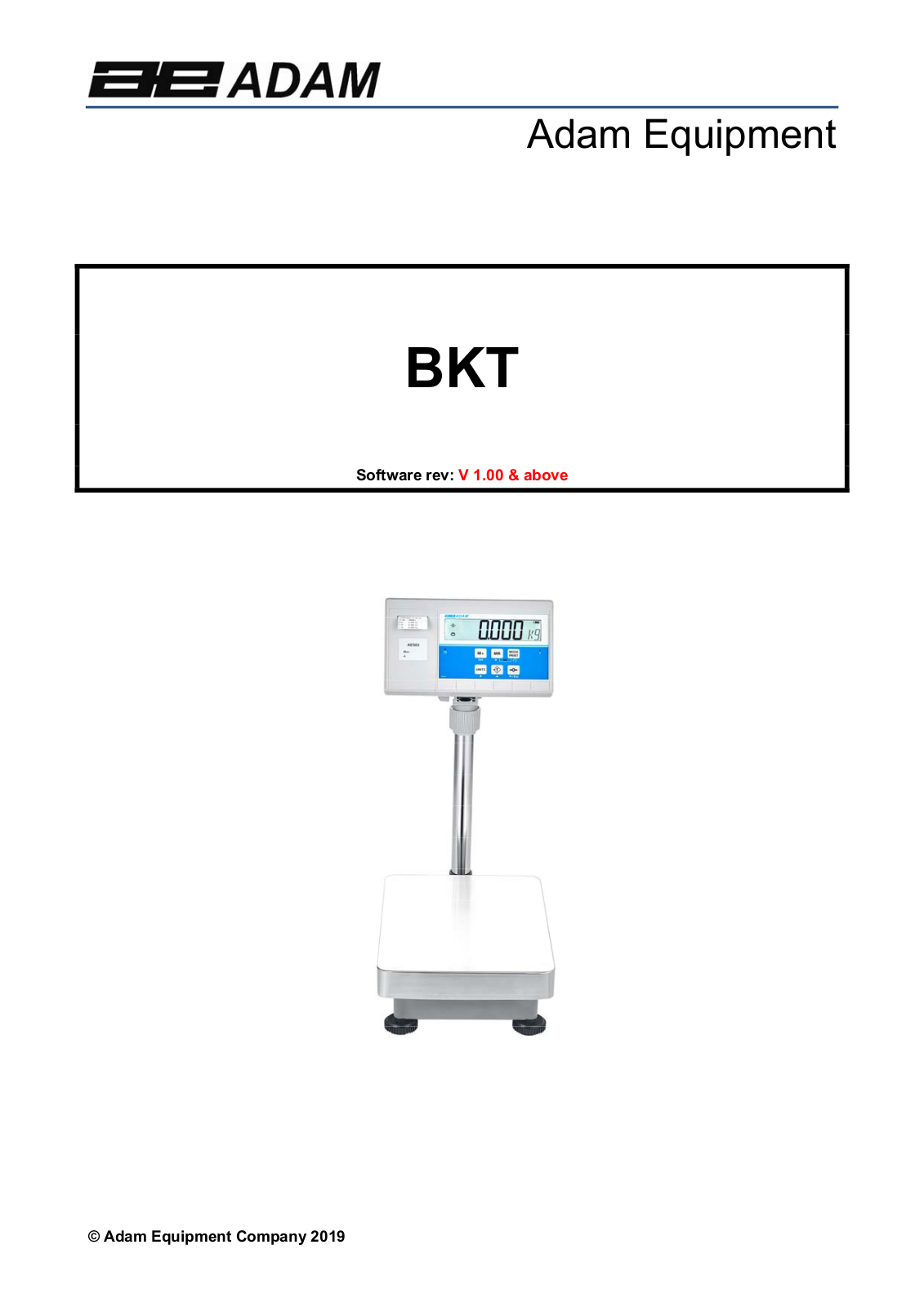 Adam Equipment BKT1320a, BKT130a, BKT165a, BKT330a, BKT35a Instruction Manual