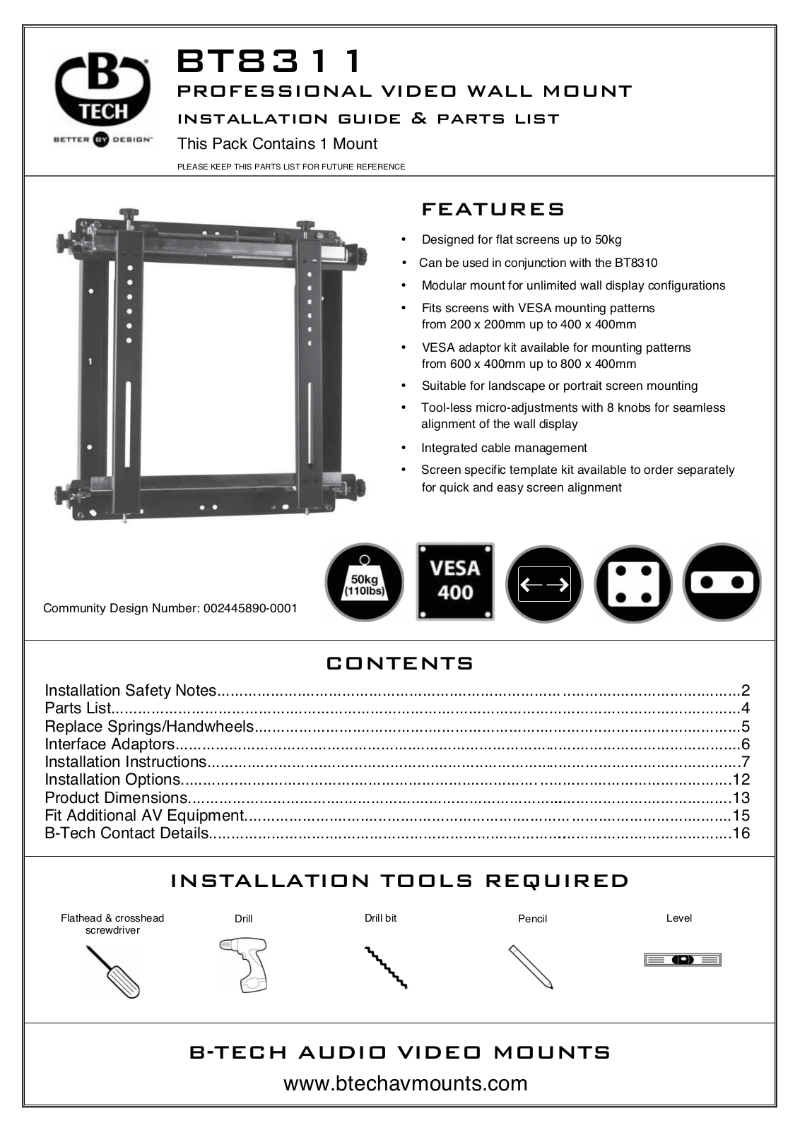 B-Tech BT8311 operation manual