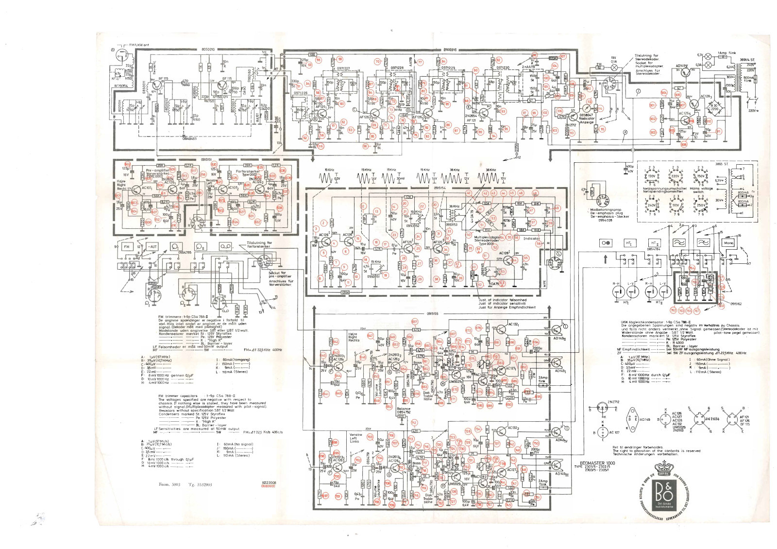 Bang Olufsen Beomaster 1000 Schematic