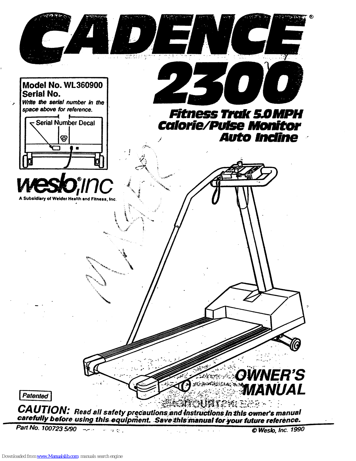 Weslo Cadence 2300 User Manual