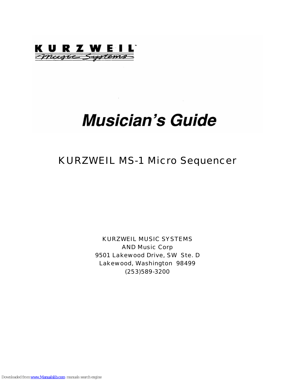 Kurzweil MS-1, MS1MG User Manual