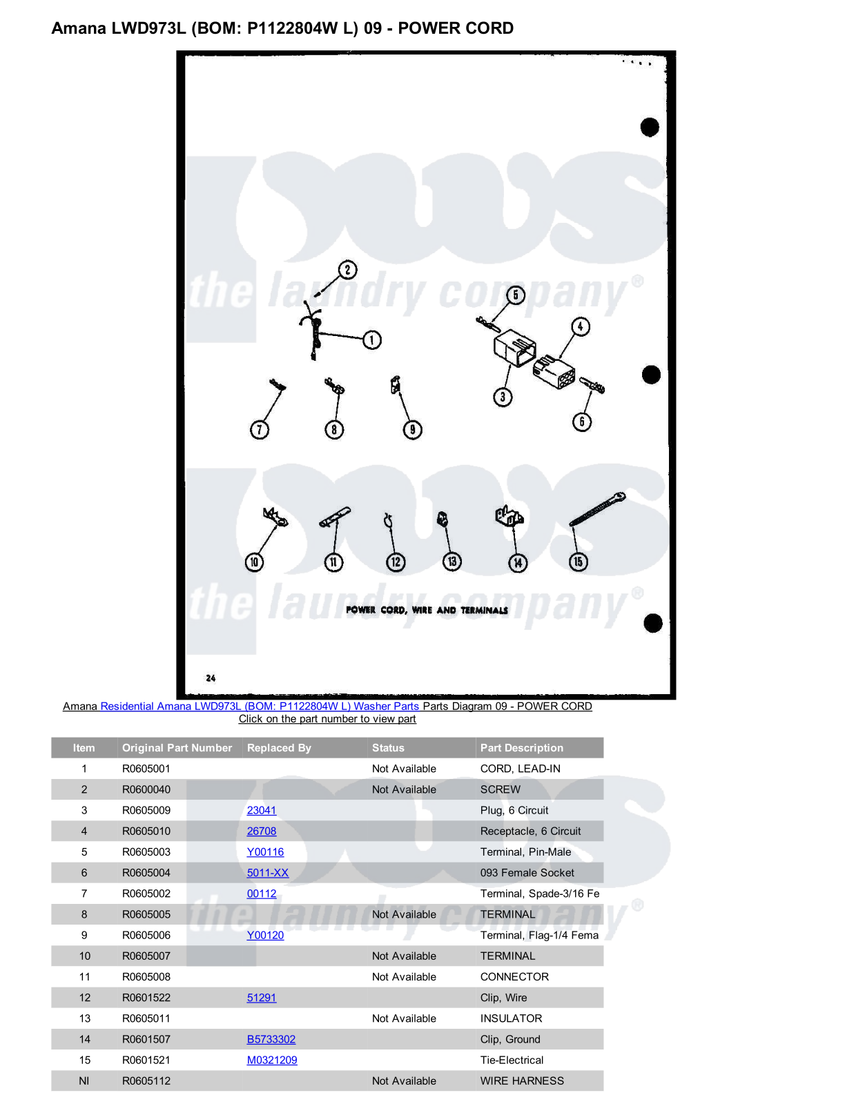 Amana LWD973L Parts Diagram