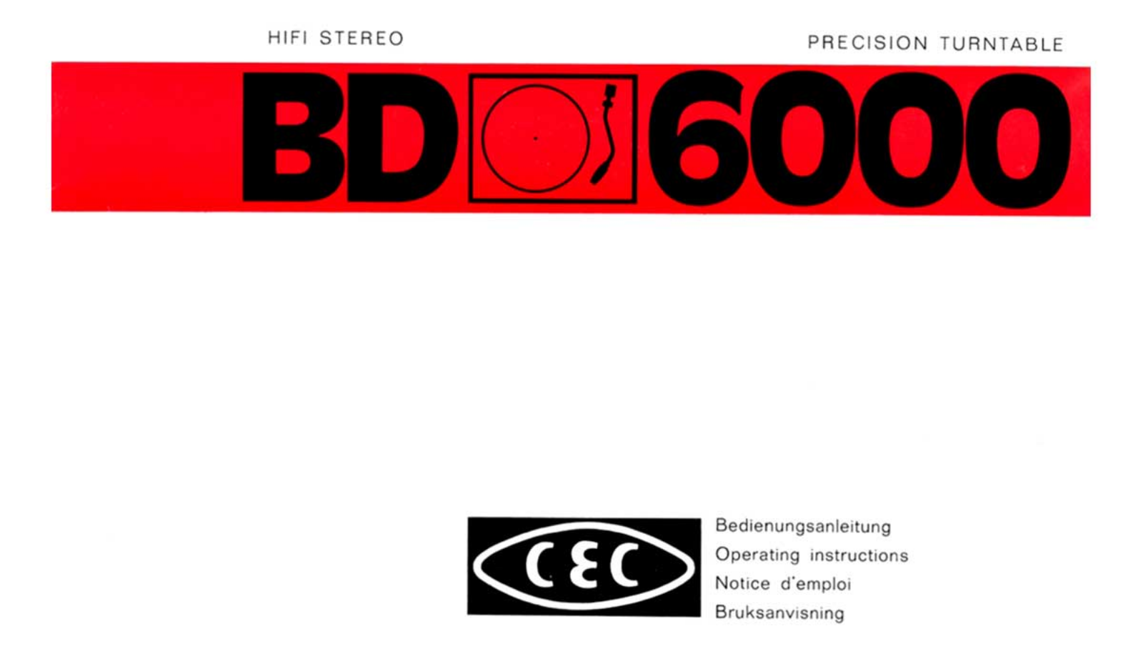 C.E.C. BD-6000 Owners manual