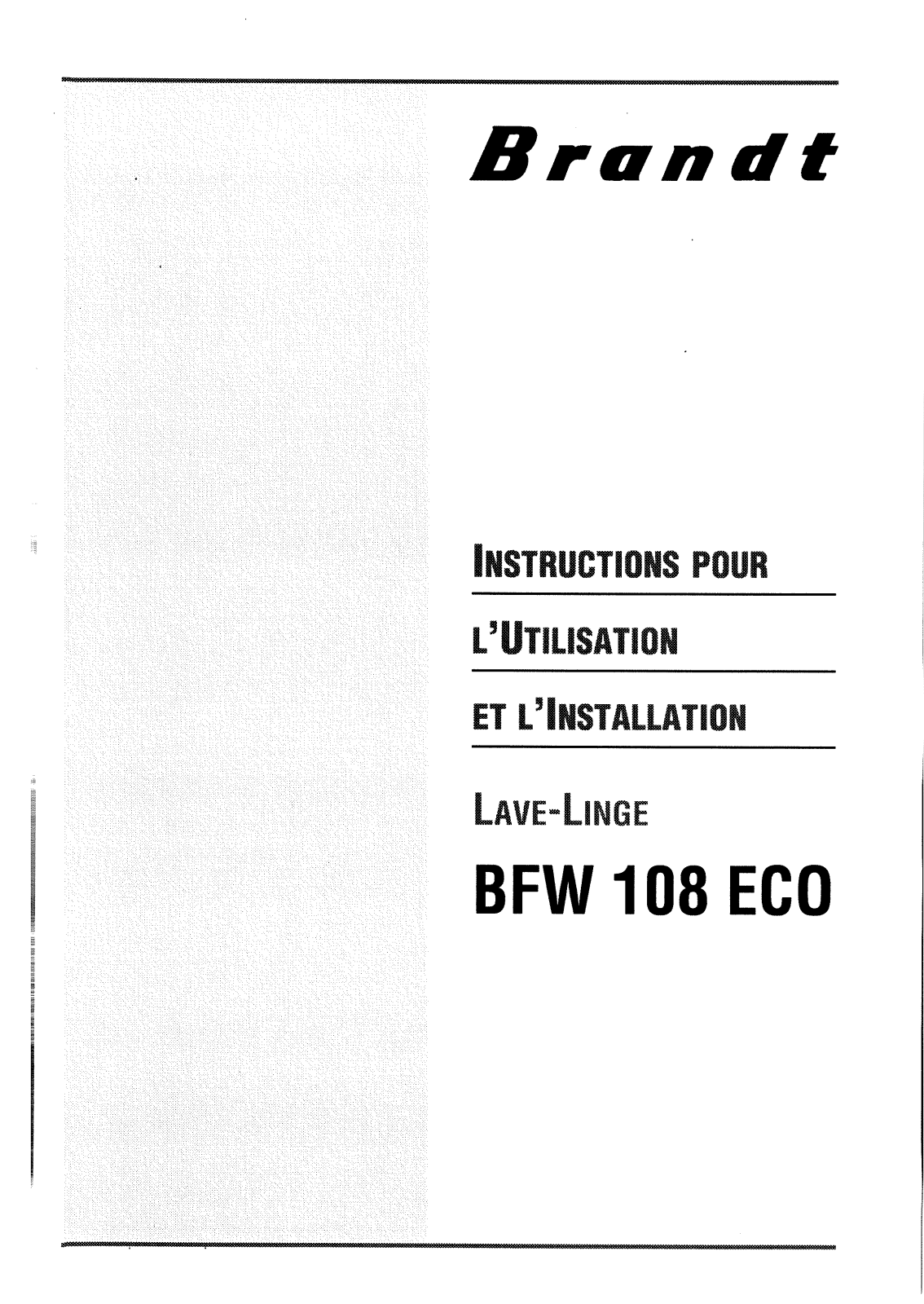 Brandt BFV108ECO User Manual