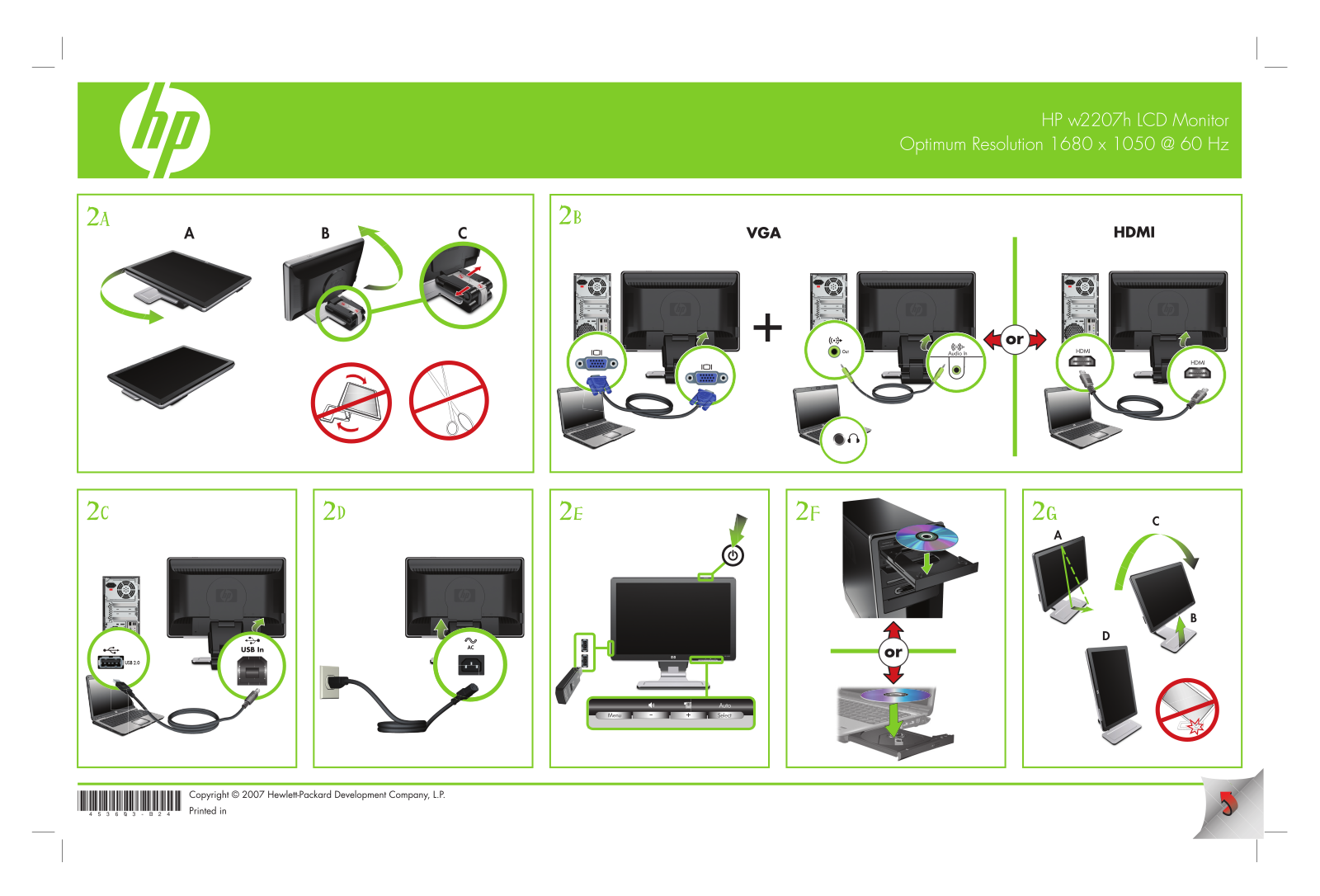 HP Compaq FP1707, Compaq WF1907, vp17, vp15, w1707 Setup Poster