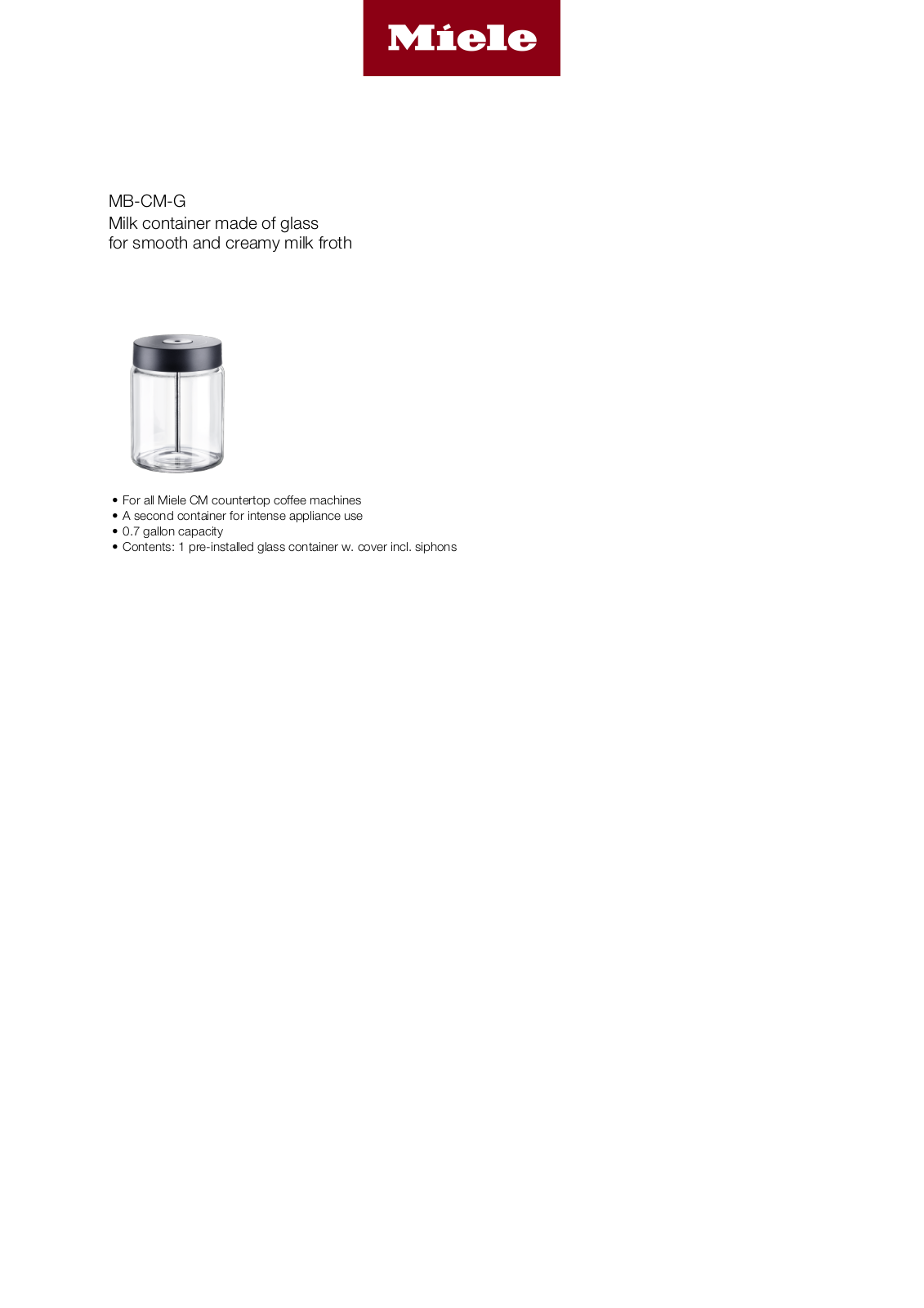Miele MB-CM-G Specification Sheet