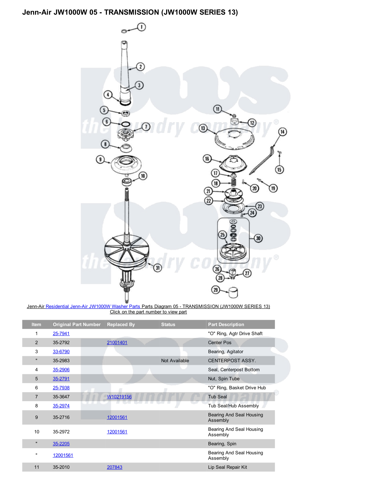 Jenn-Air JW1000W Parts Diagram