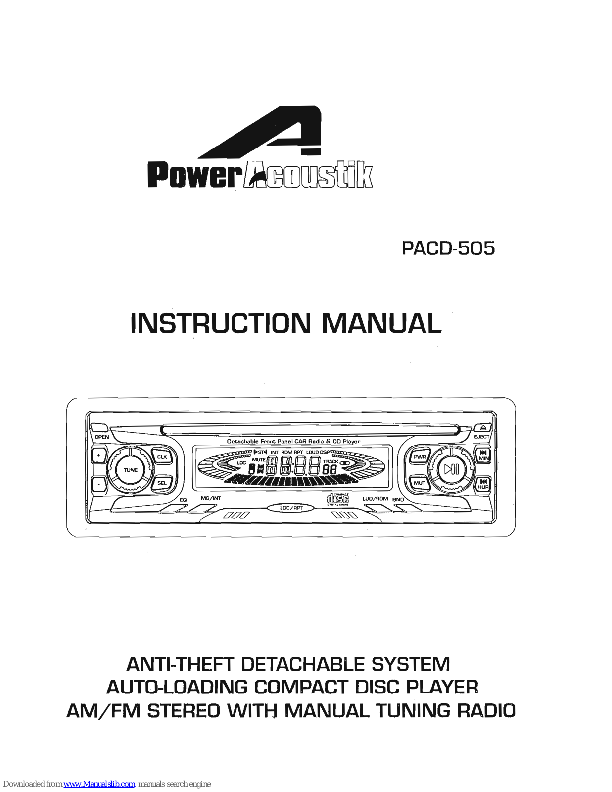 Power Acoustik PACD-505 Instruction Manual