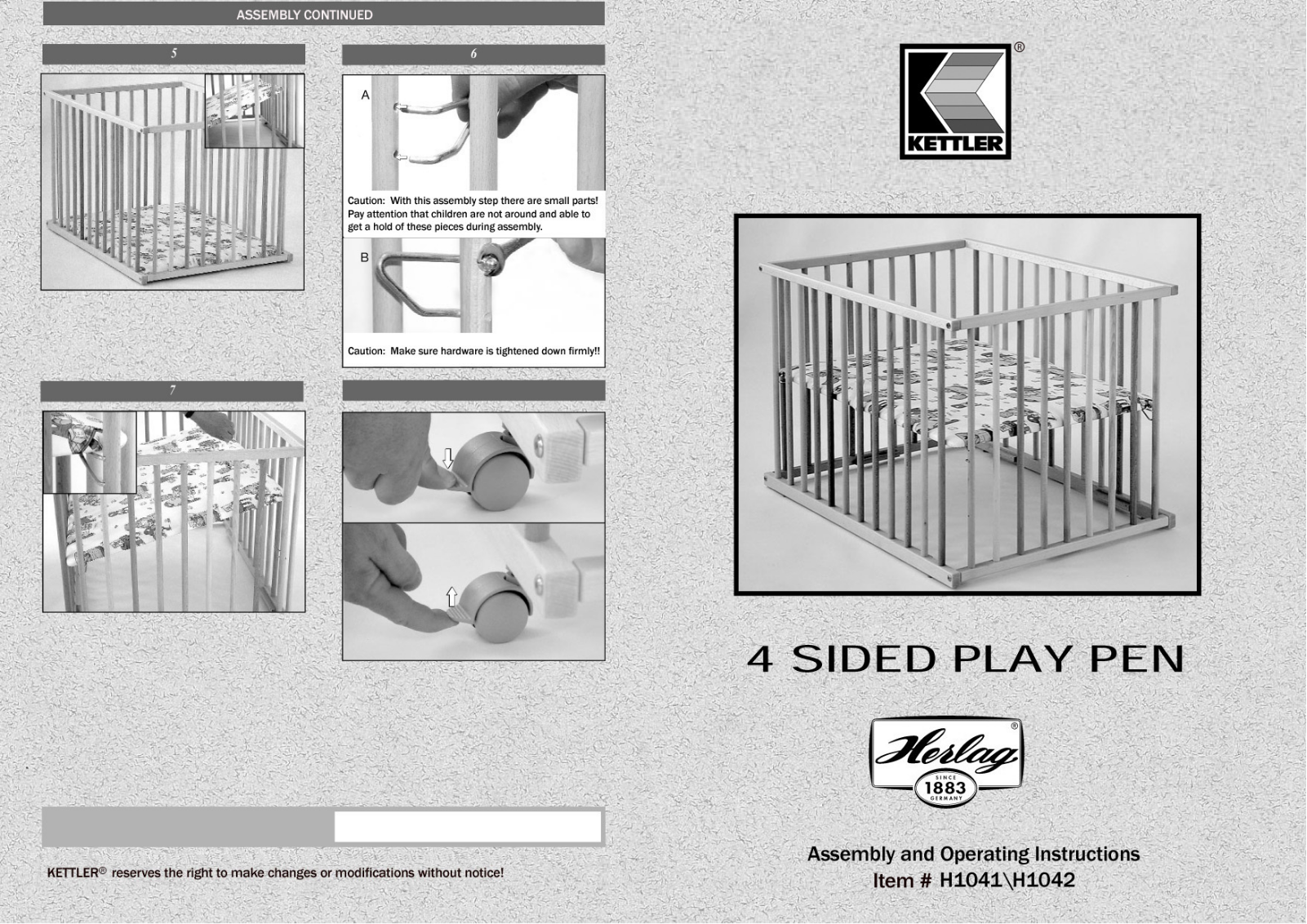 Kettler 4 SIDED PLAY PEN User Manual