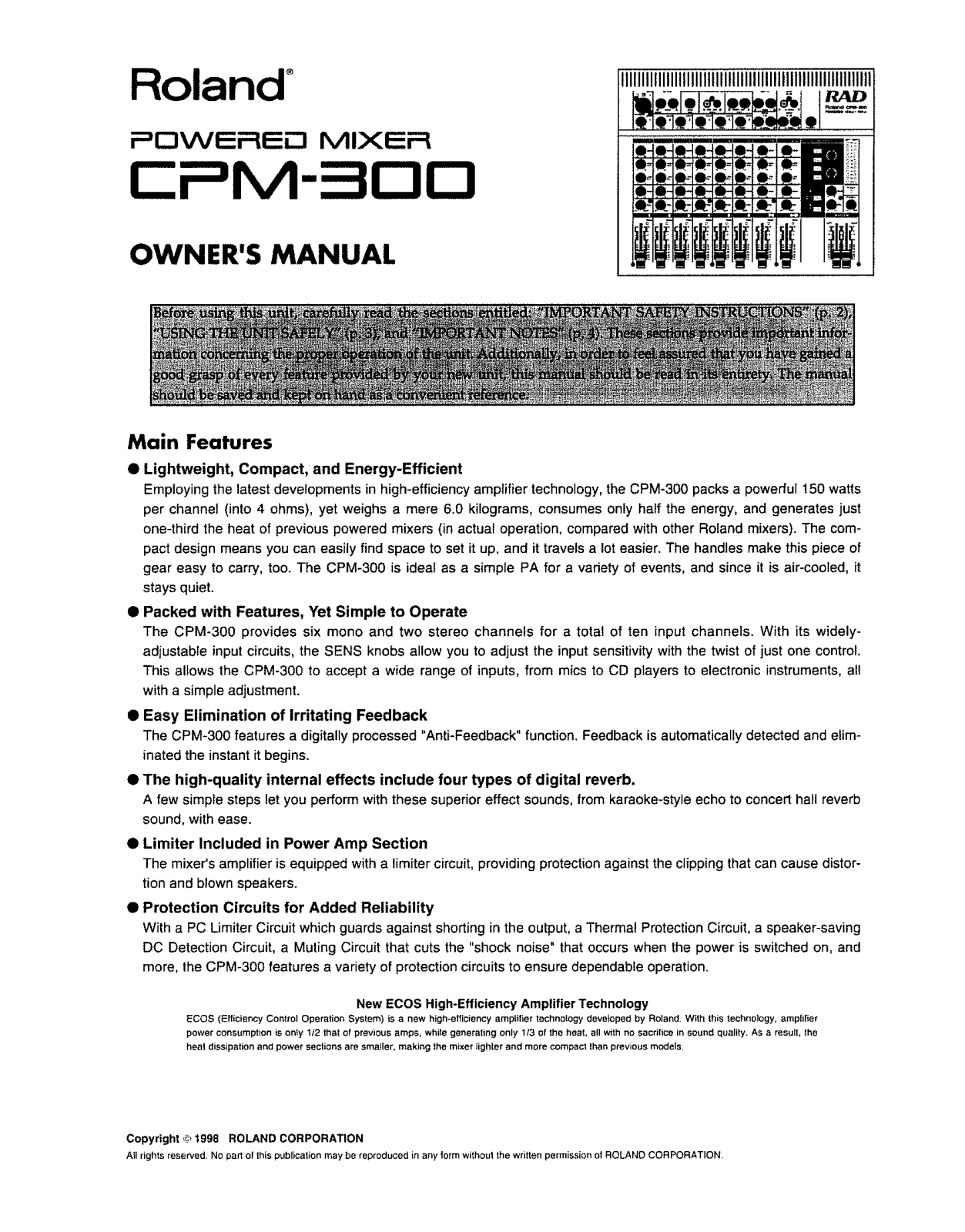 Roland CPM 300 Service Manual