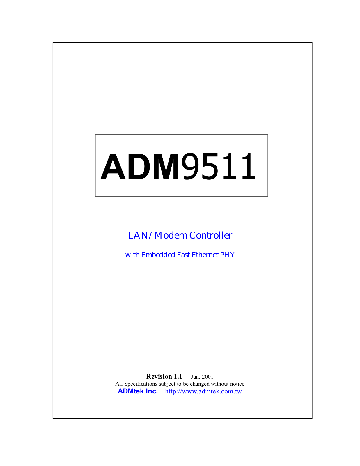 ADMTK ADM9511 Datasheet