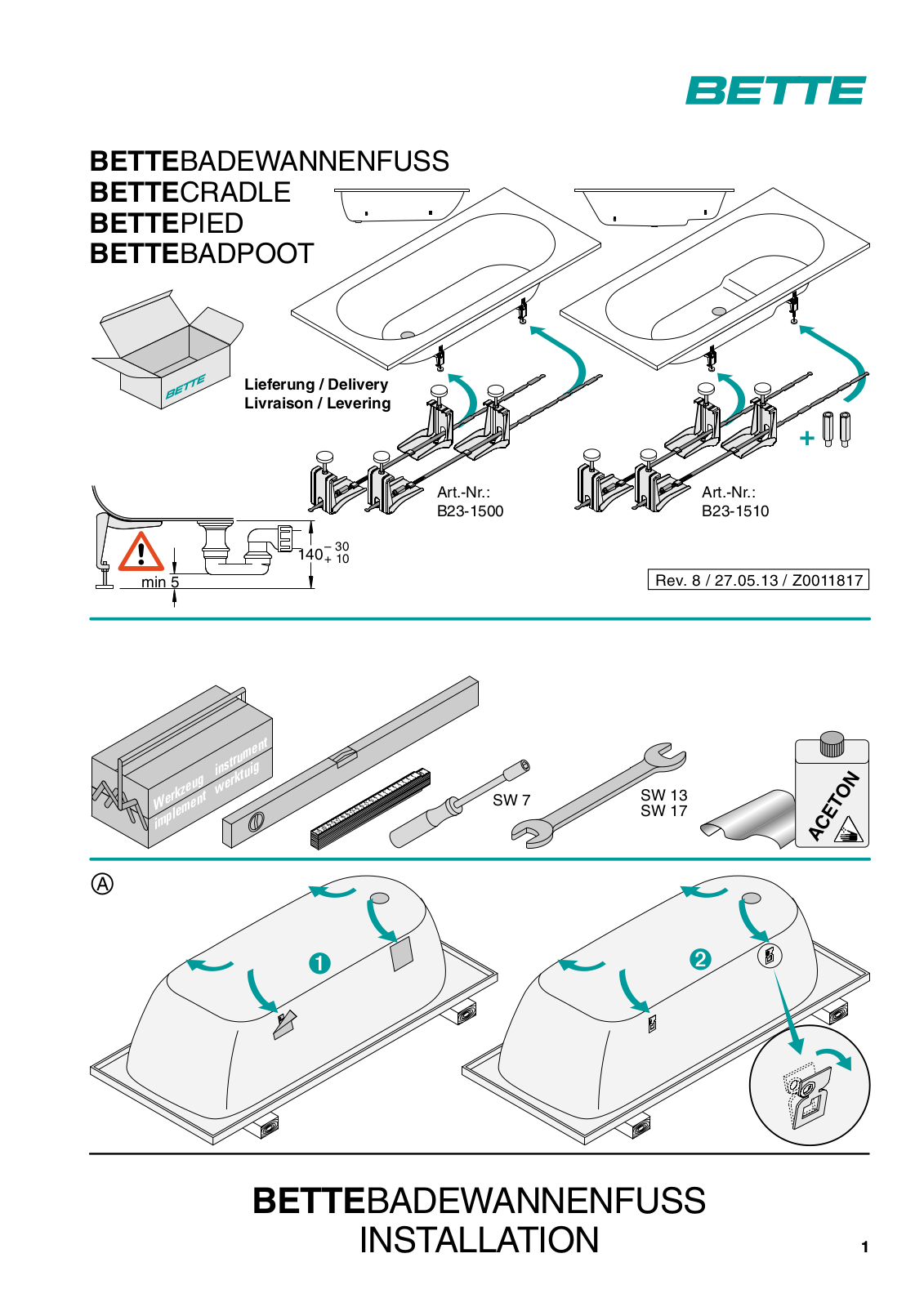 Bette B23-1500 Installation drawing - ManualMachine.com