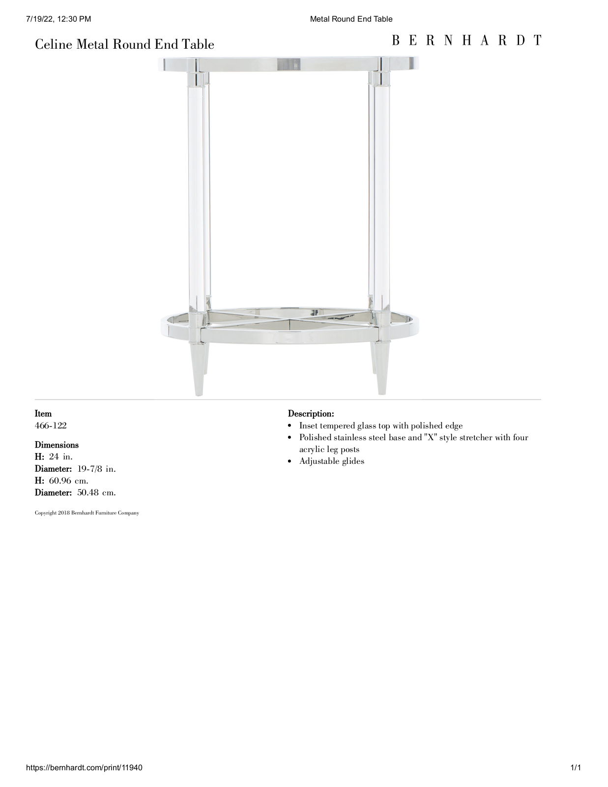 Bernhardt BHT12947 Specifications - ManualMachine.com