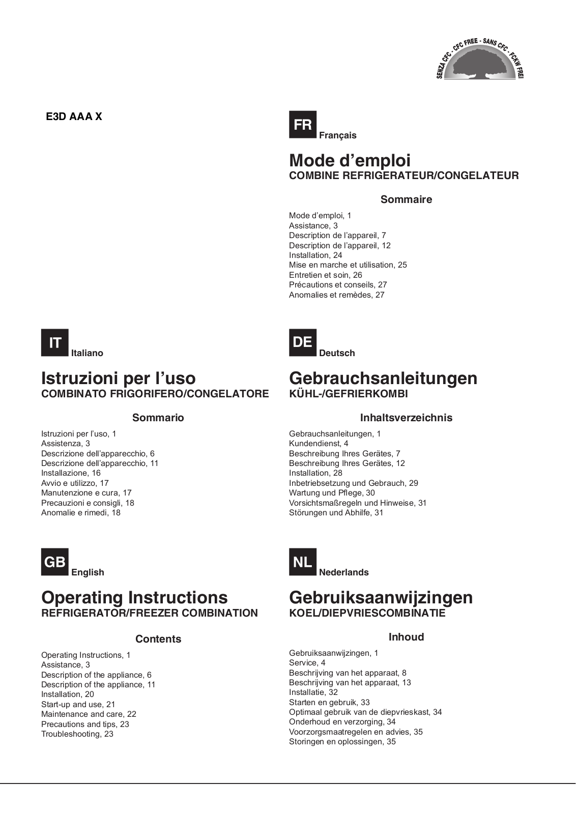 HOTPOINT/ARISTON E3D AAA X User Manual