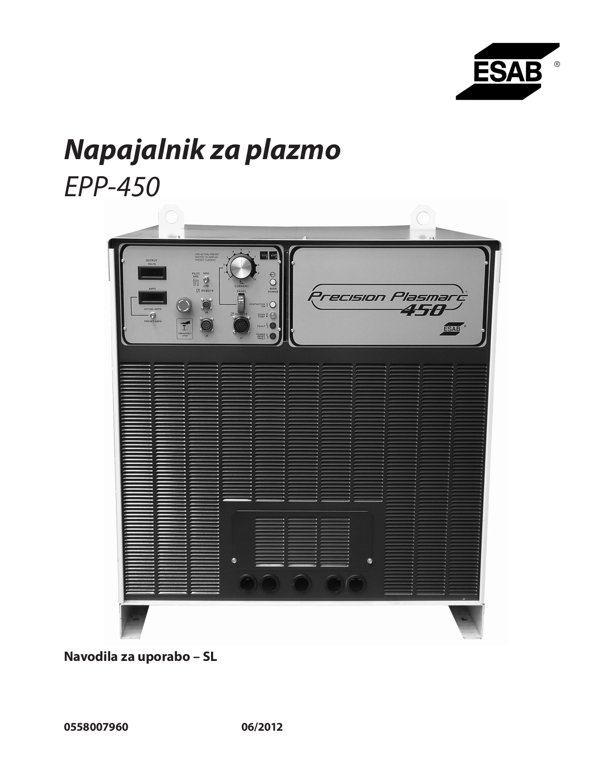ESAB EPP-450 Plasma Power Source Instruction manual