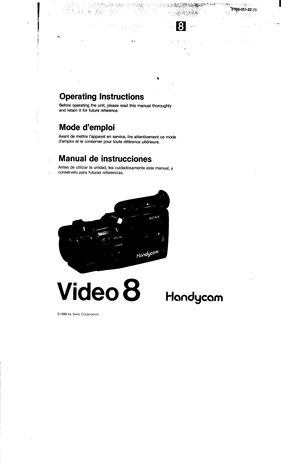 Sony CCD-F40 Operating Instruction