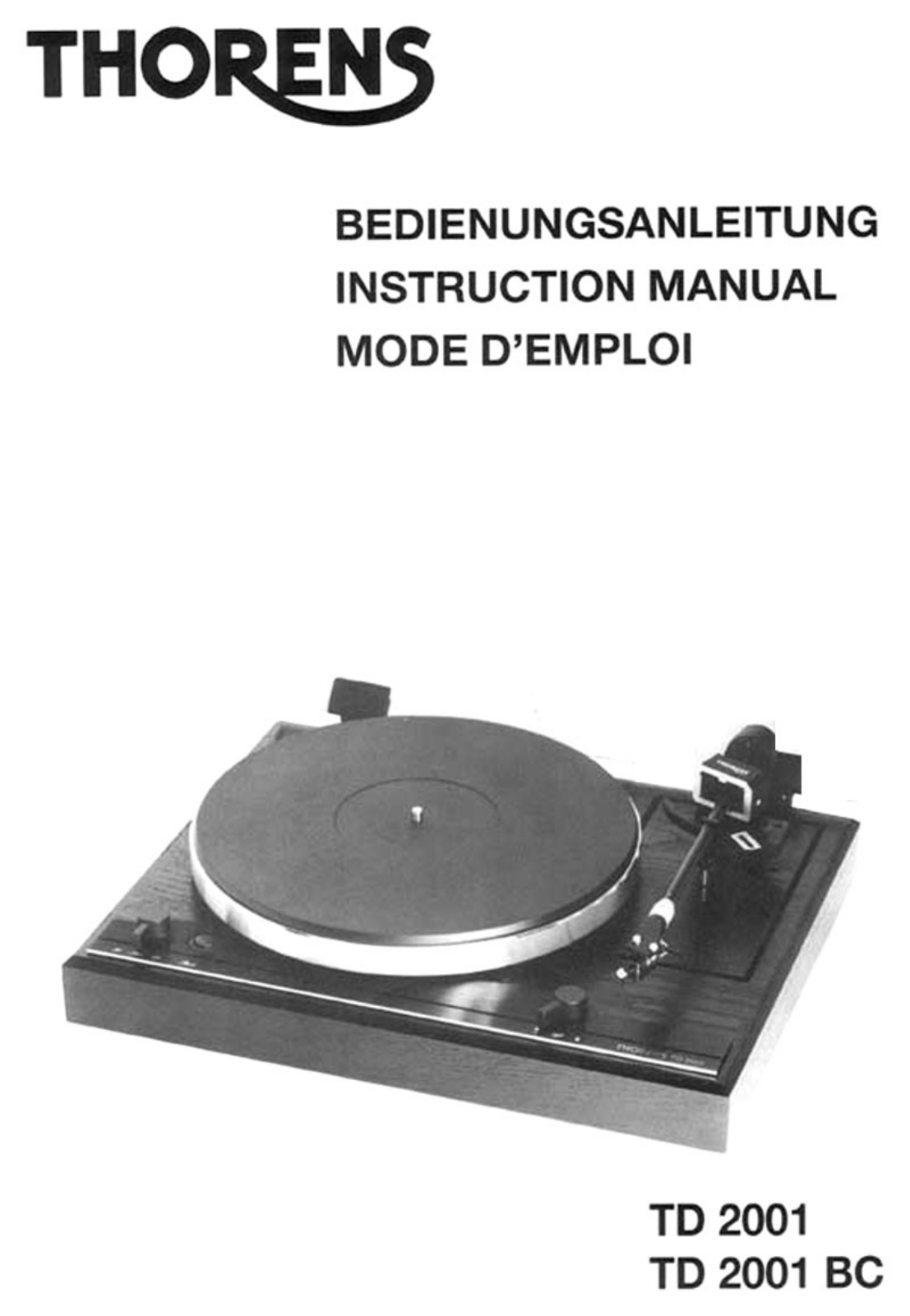 Thorens TD-2001 Owners manual