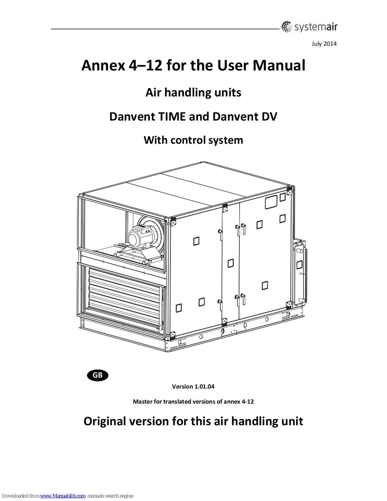 SystemAir Danvent TIME, Danvent DV, Danvent DV-10, Danvent DV-15, Danvent DV-20 Annex For The User Manual