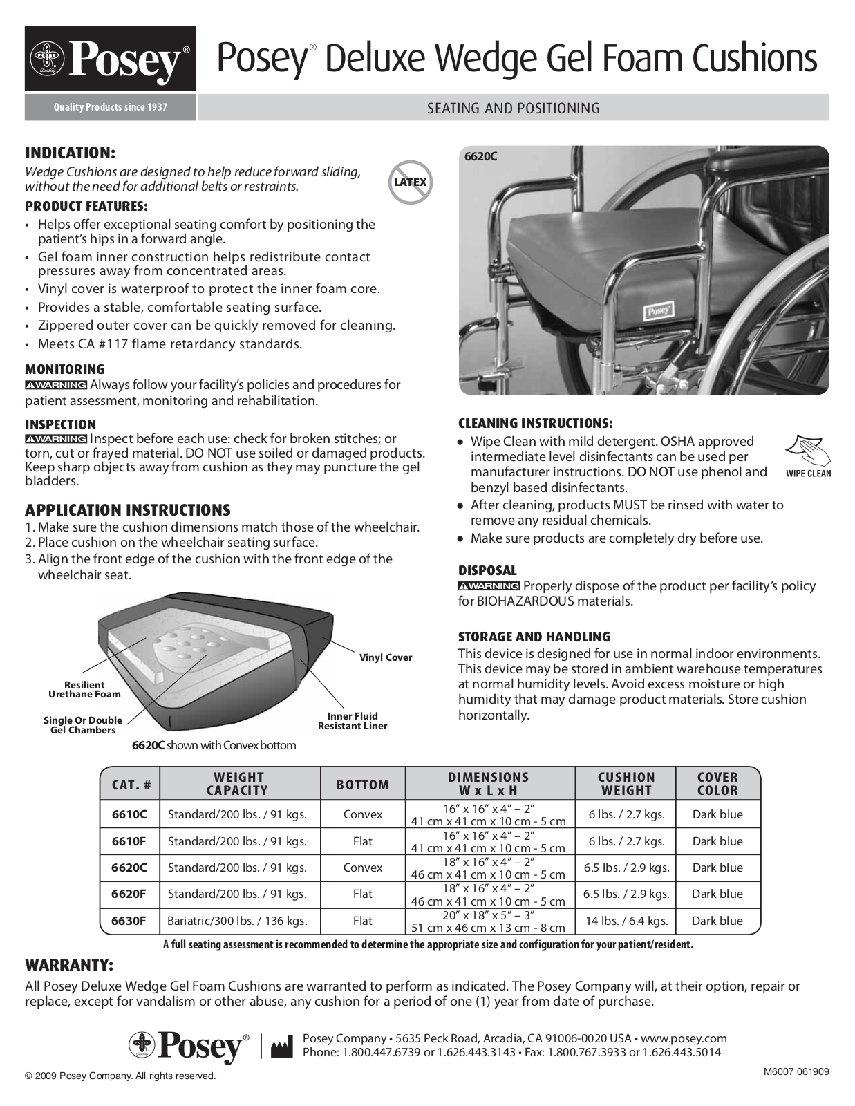 Posey Deluxe Wedge Gel Foam Cushions User Manual