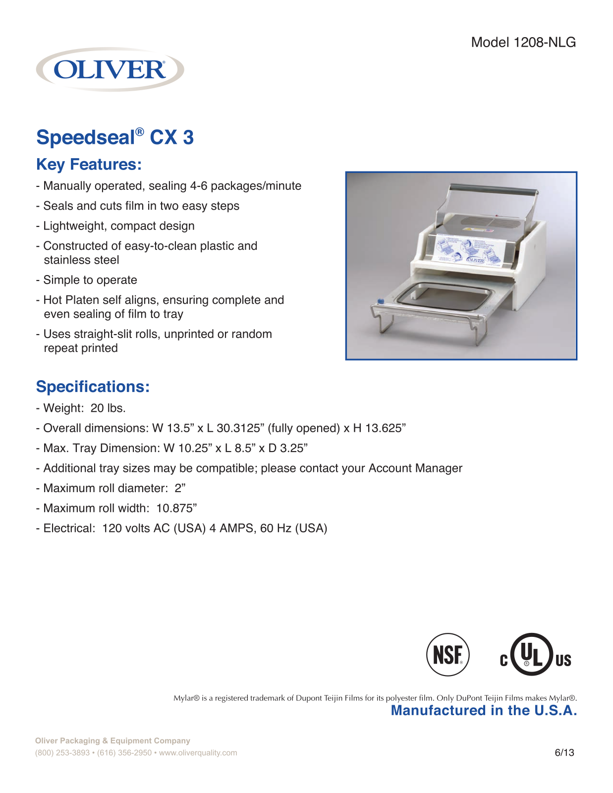 Oliver 1208-NLG User Manual