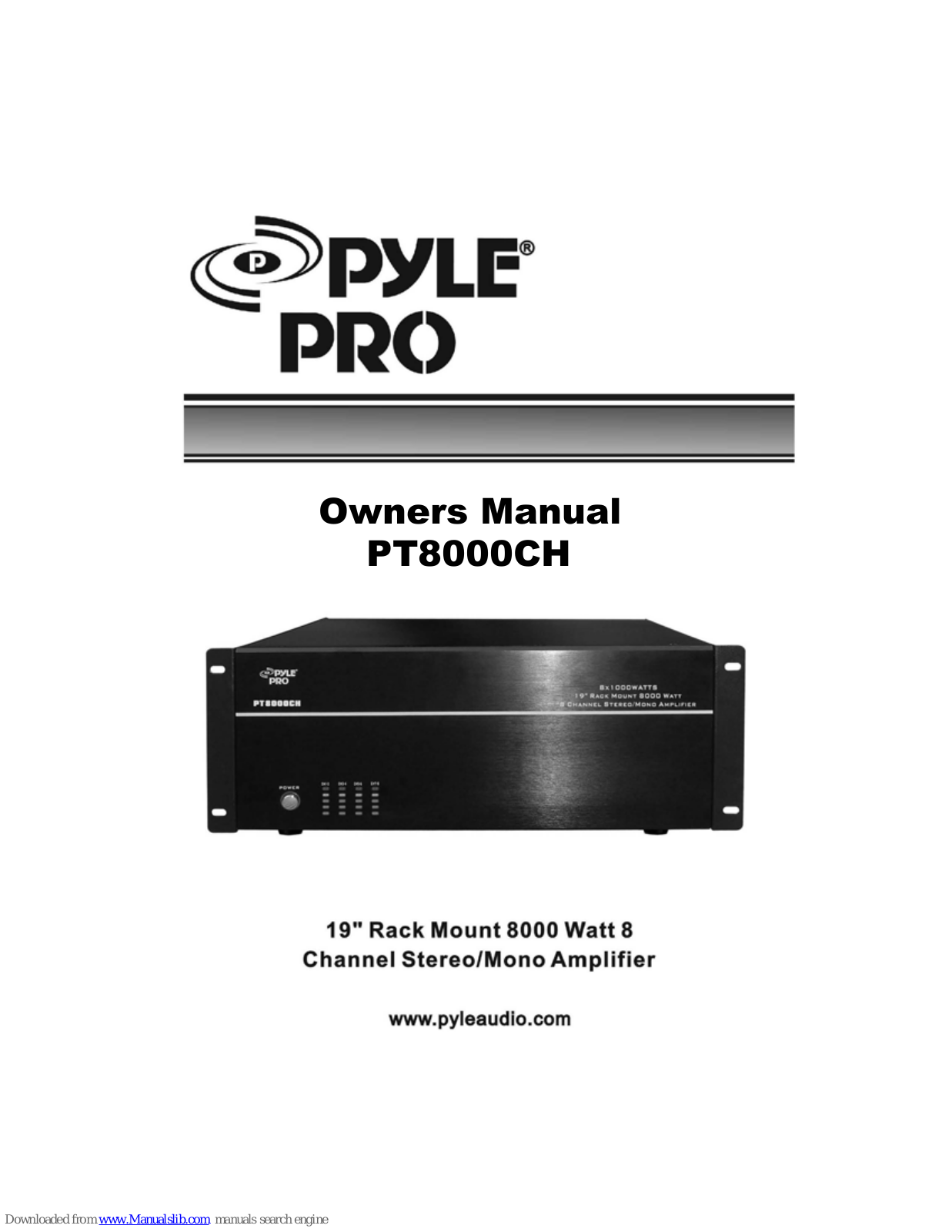 Pyle Pro PT8000CH Owner's Manual