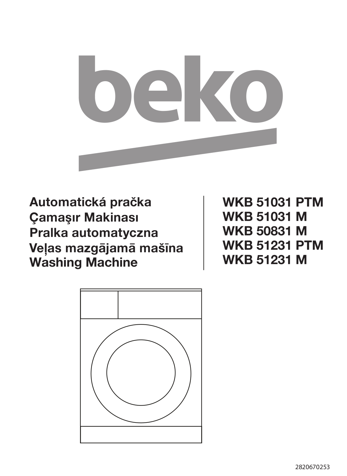 Beko WKB51031PTM, WKB51031M, WKB50831M, WKB51231PTM, WKB51231M User manual