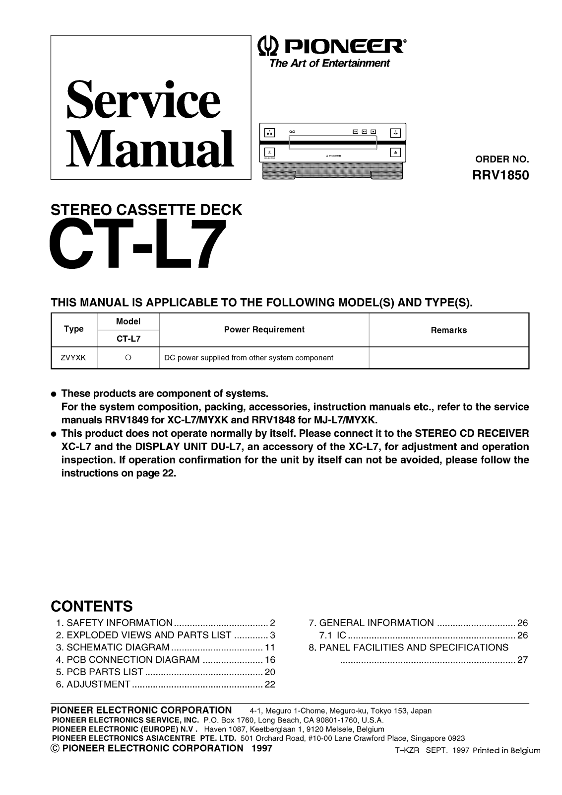 Pioneer CTL-7 Service manual