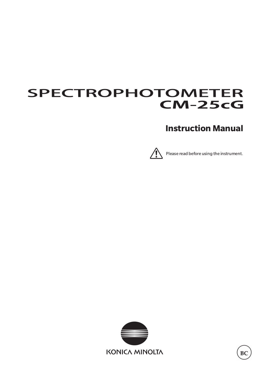 Konica Minolta CM-25cG Instruction Manual