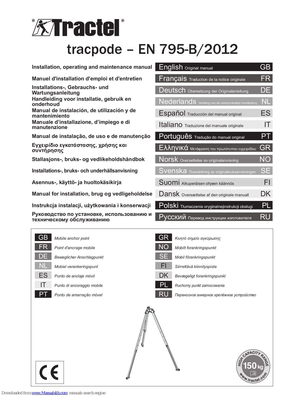 Tractel Tracpode Installation, Operating And Maintenance Manual - ManualMachine.com