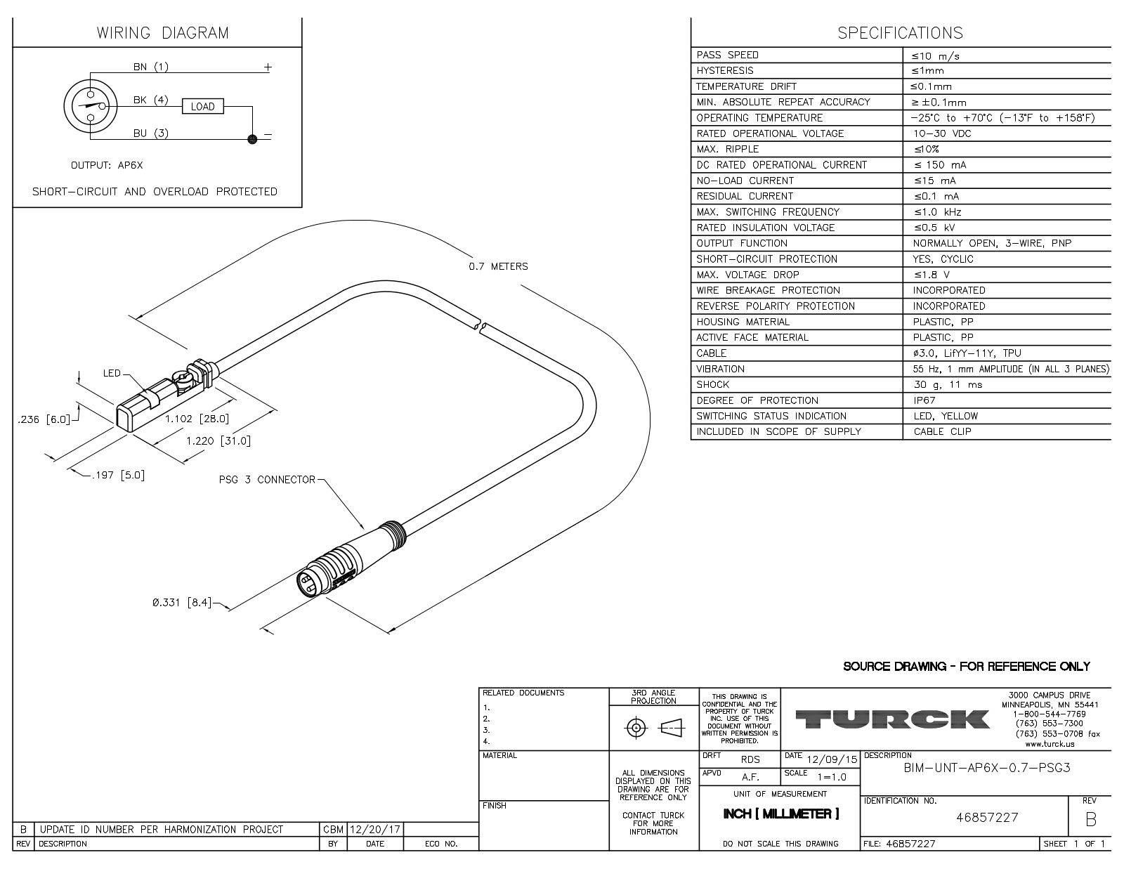 Turck BIM-UNT-AP6X-0.7-PSG3 Data Sheet