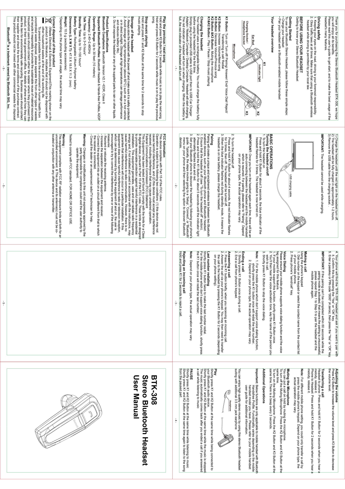 SHI KISB Electronic BTK 308 User Manual